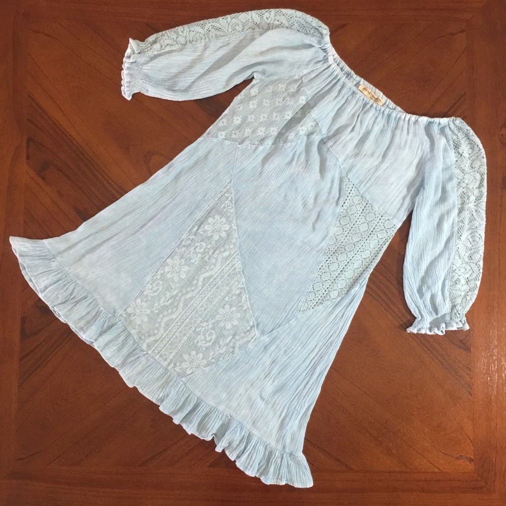 Sold. Cute dress wide neck boho lace tunic top - Picture 3 of 8